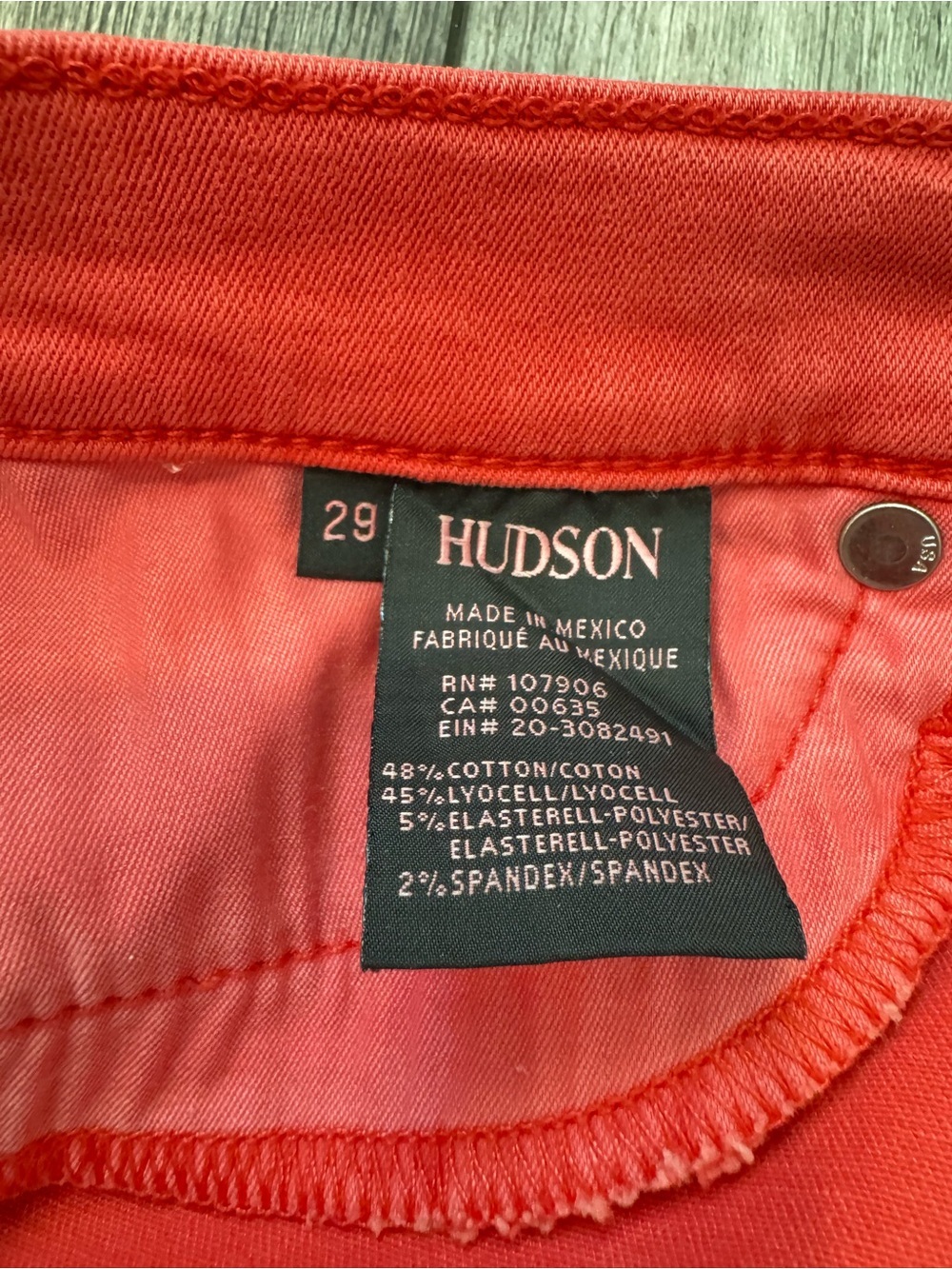 Hudson Jeans Women’s Coral-Red Super Skinny Jeans Sz 29 - Picture 6 of 9